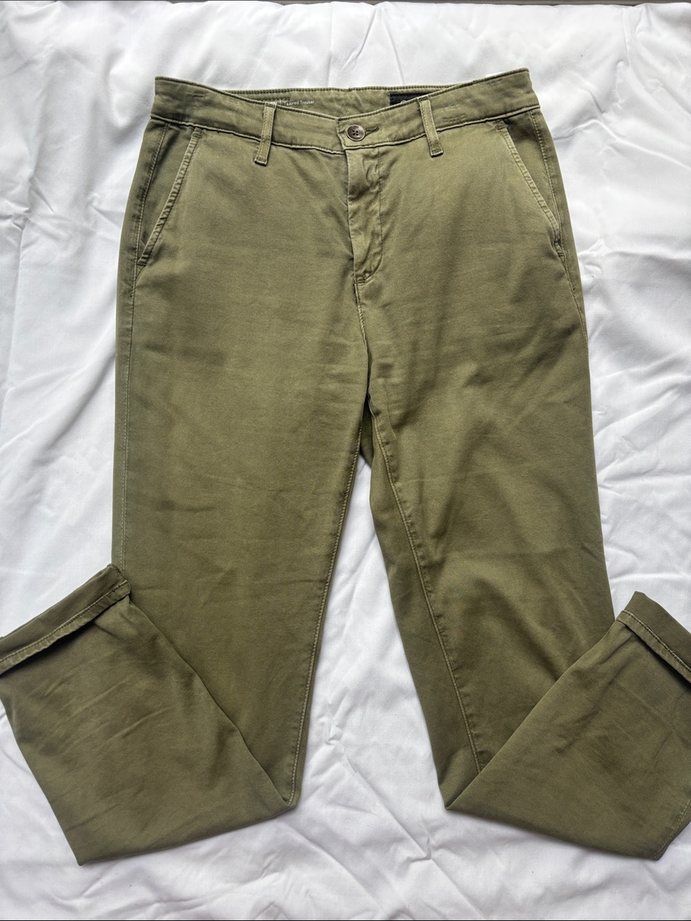 Ag Adriano Goldschmied Olive Green Tailored Trouser Pants